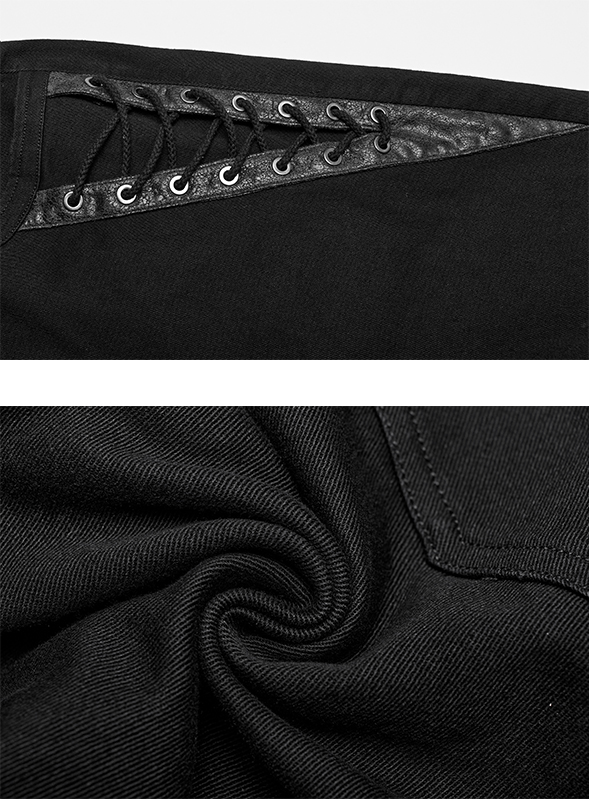 Jeans à laçages et dentelle toile d’araignée