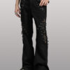 Pantalon flare avec résille et clous