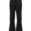 Pantalon flare avec résille et clous
