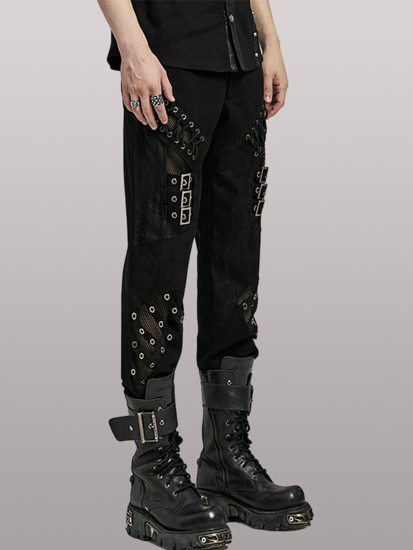 Pantalon lacé à résille et sangles