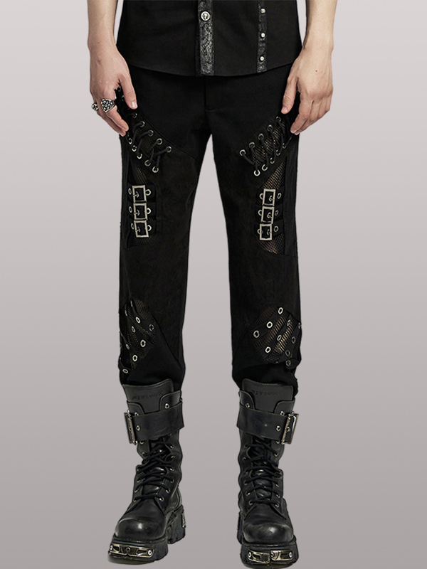 Pantalon lacé à résille et sangles