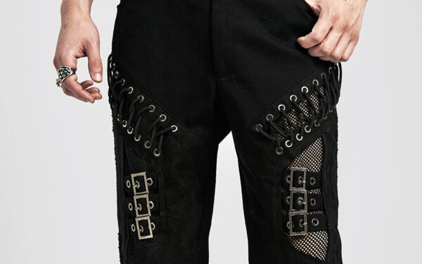 Pantalon lacé à résille et sangles