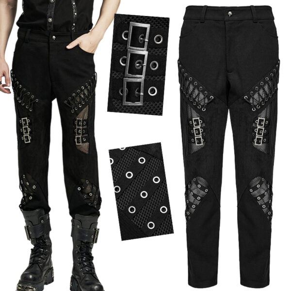 Pantalon lacé à résille et sangles