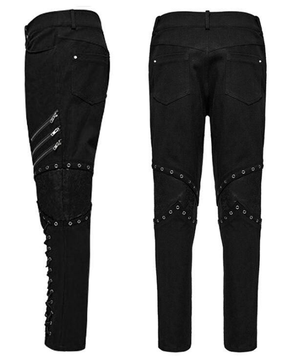 Pantalon à lacages et genouillères en cuir vegan Noir