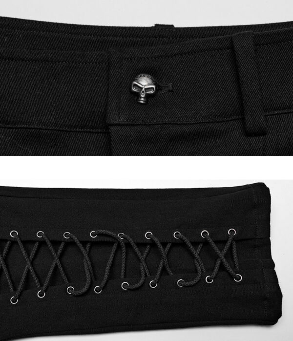 Pantalon à lacages et genouillères en cuir vegan Noir