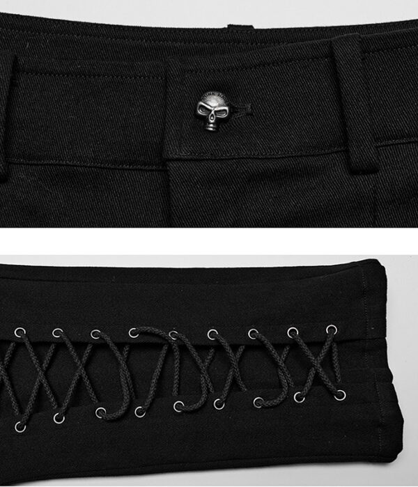 Pantalon à lacages et genouillères en cuir vegan Rouge