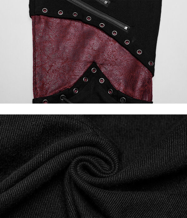 Pantalon à lacages et genouillères en cuir vegan Rouge