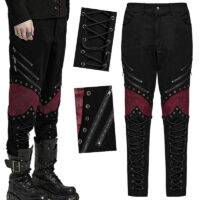 Pantalon gothique genouillères homme Punk Rave WK-630-BK-RD.