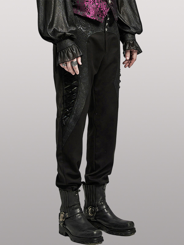 Pantalon à jacquard brillant et laçages