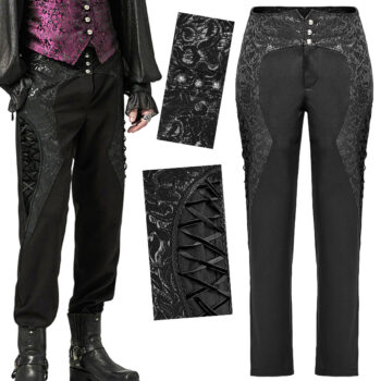 Pantalon à jacquard brillant et laçages Pantalon à jacquard brillant et laçages