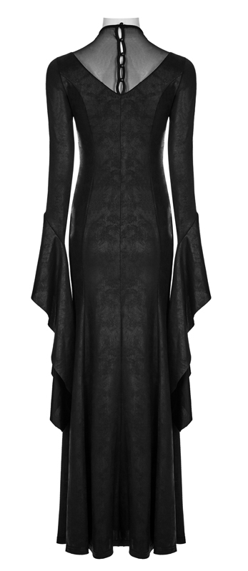 Robe longue en faux cuir brodé