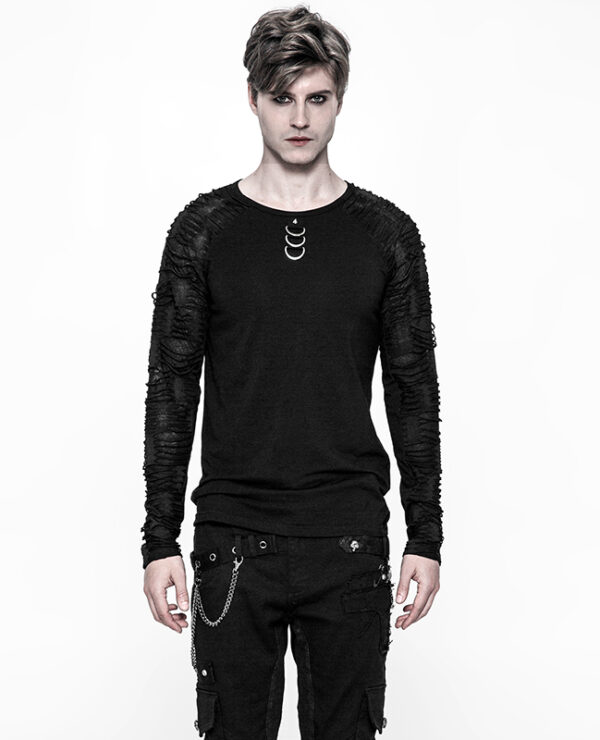 Haut déchiré à spike et anneaux