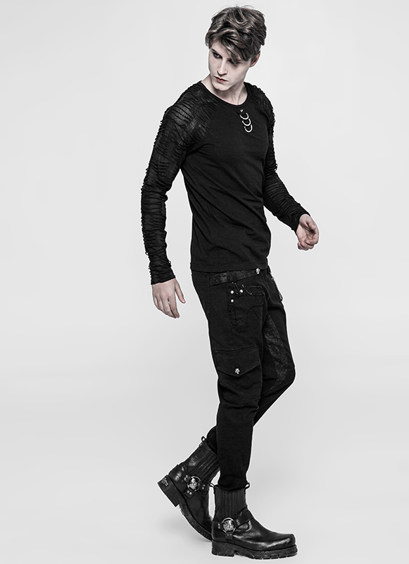 Haut déchiré à spike et anneaux