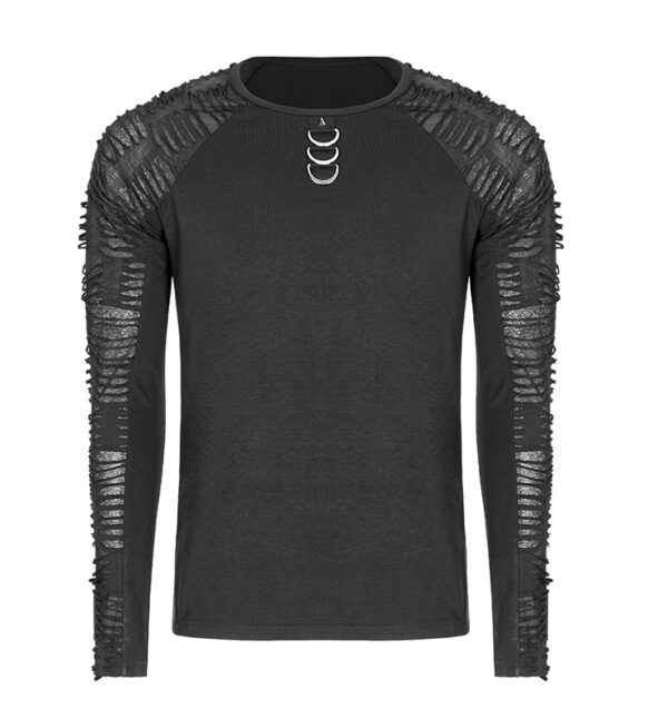 Haut déchiré à spike et anneaux