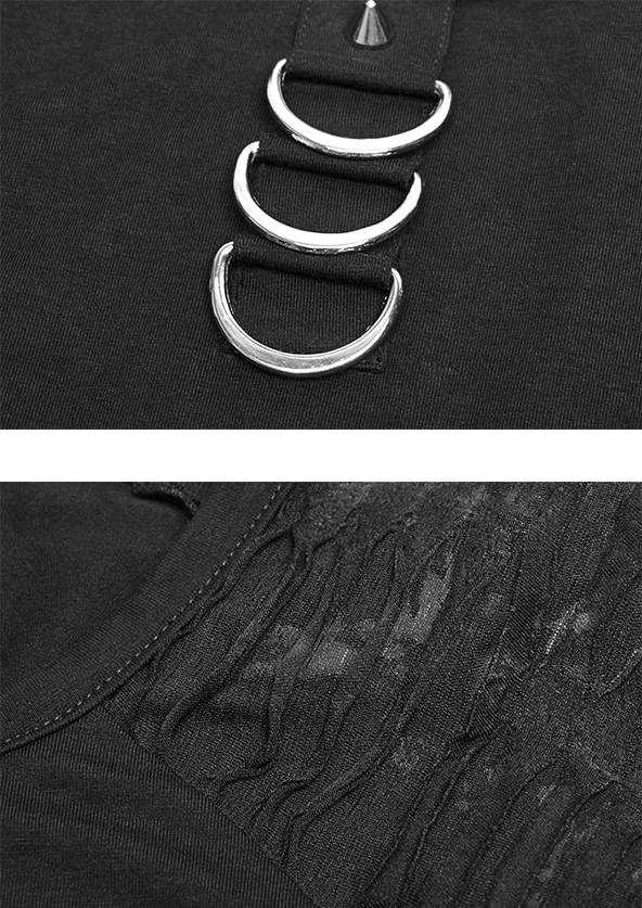 Haut déchiré à spike et anneaux