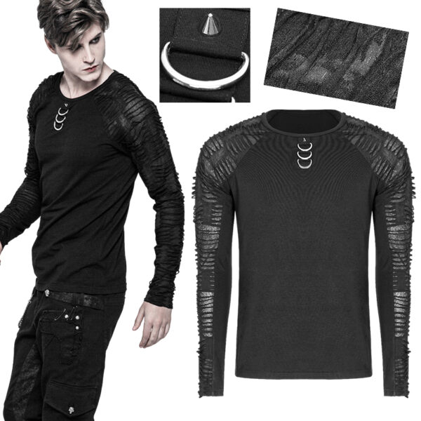 Haut déchiré à spike et anneaux