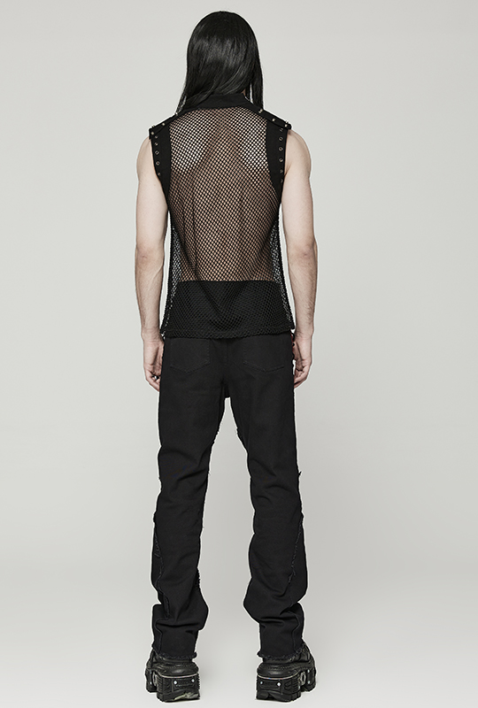 Débardeur en résille et jeans clouté Débardeur en résille et jeans clouté