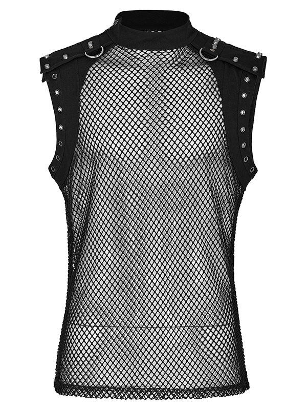 Débardeur en résille et jeans clouté Débardeur en résille et jeans clouté