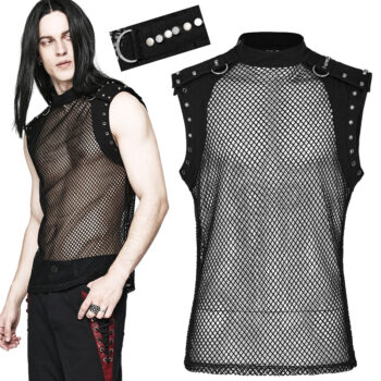 Débardeur en résille et jeans clouté