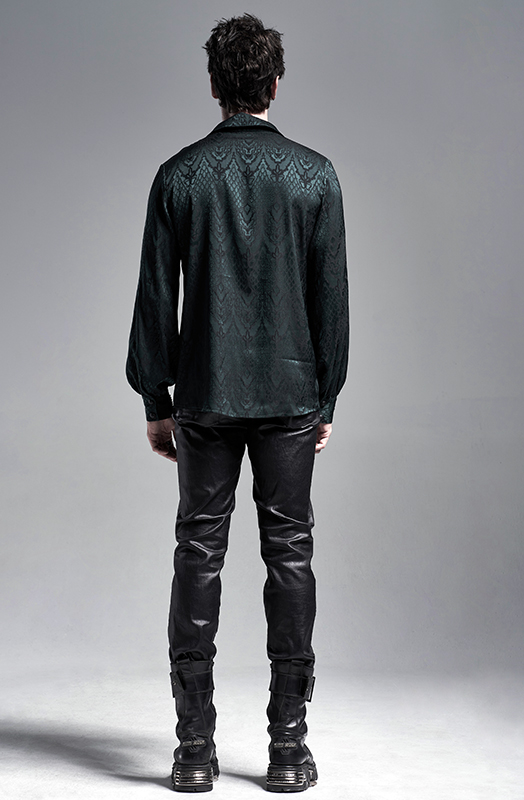 Chemise jacquard dentelle et serpent Verte