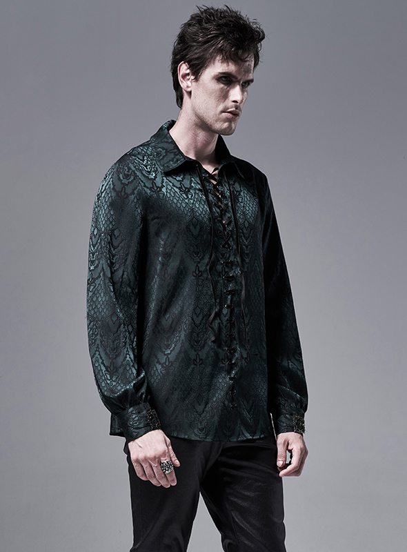Chemise jacquard dentelle et serpent Verte