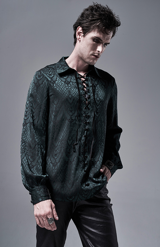Chemise jacquard dentelle et serpent Verte