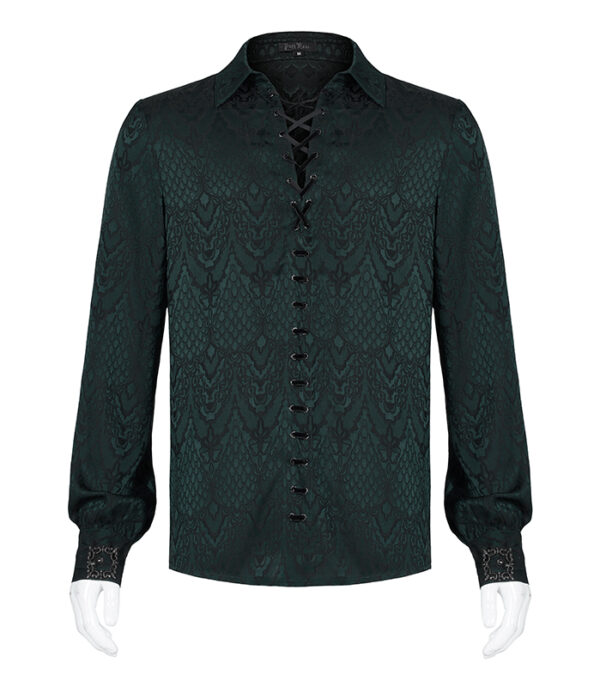 Chemise jacquard dentelle et serpent Verte