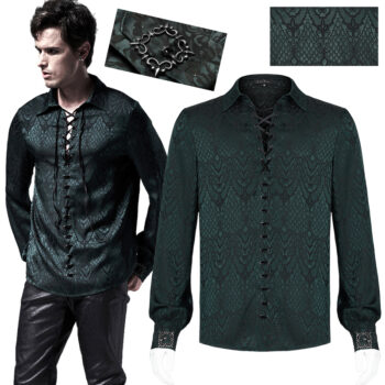 Chemise jacquard dentelle et serpent Verte