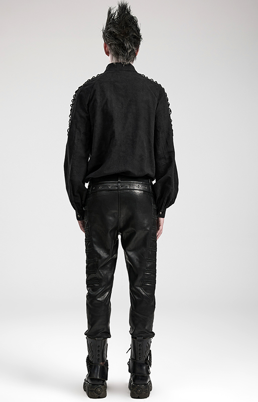 Chemise motifs brodés à laçages Noire Chemise motifs brodés à laçages Noire