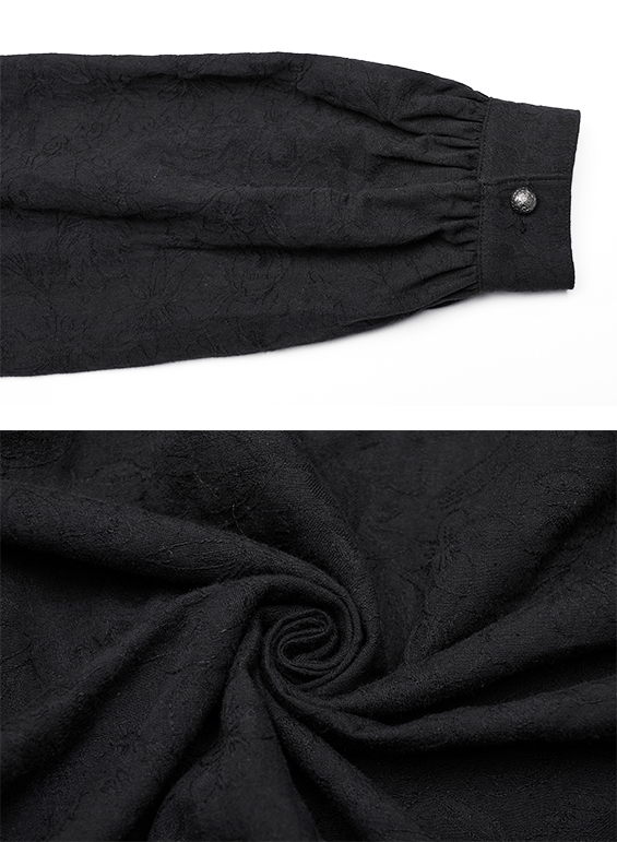 Chemise motifs brodés à laçages Noire Chemise motifs brodés à laçages Noire