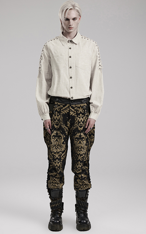 Chemise motifs brodés à laçages Blanche