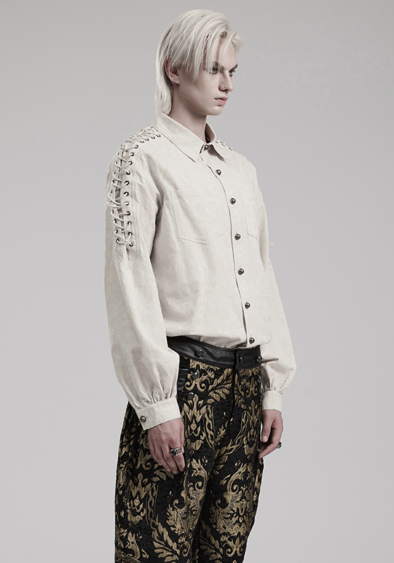 Chemise motifs brodés à laçages Blanche