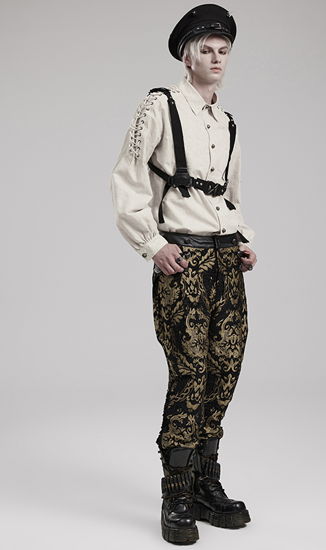 Chemise motifs brodés à laçages Blanche