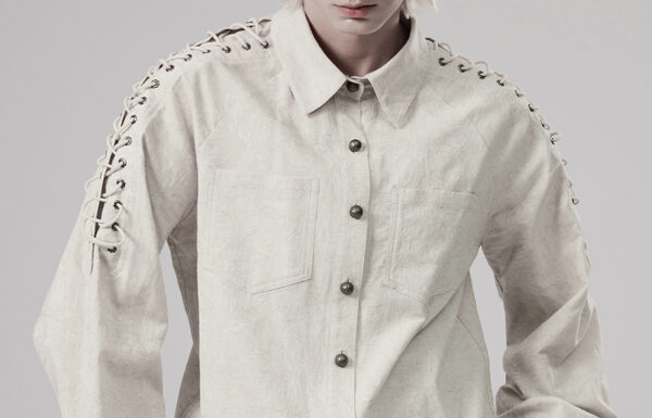 Chemise motifs brodés à laçages Blanche