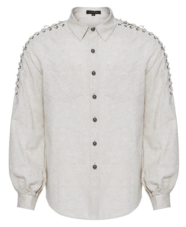 Chemise motifs brodés à laçages Blanche