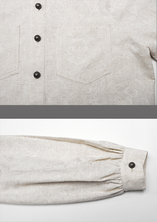 Chemise motifs brodés à laçages Blanche