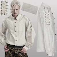 Chemise motif brodé laçage steampunk homme Punk Rave WY-1551-WH.