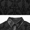 Chemise à motif dentelle et col en faux cuir