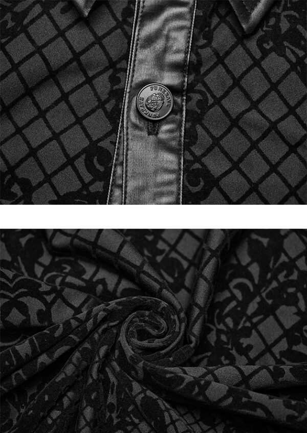 Chemise à motif dentelle et col en faux cuir