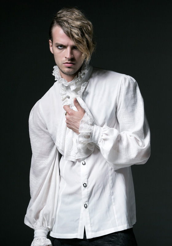 Chemise jacquard à jabot amovible