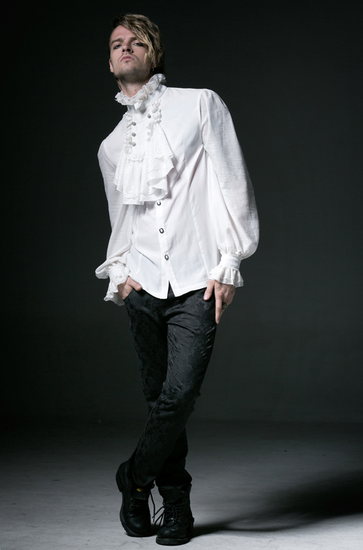 Chemise jacquard à jabot amovible