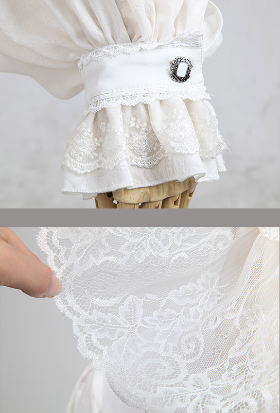 Chemise jacquard à jabot amovible