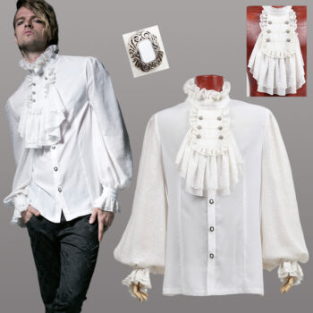 Chemise jacquard à jabot amovible