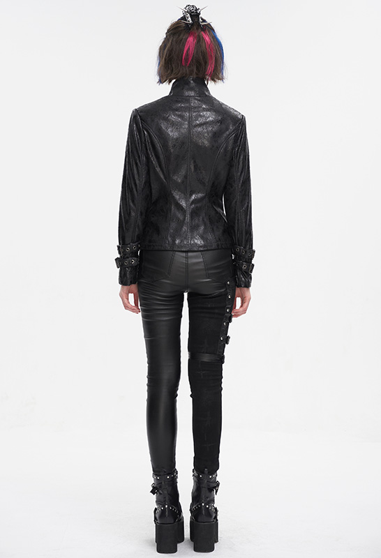 Veste cintrée en cuir végan à laçages Veste cintrée en cuir végan à laçages