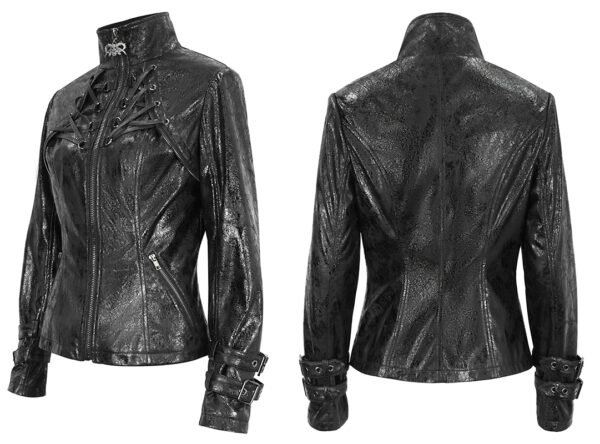 Veste cintrée en cuir végan à laçages Veste cintrée en cuir végan à laçages