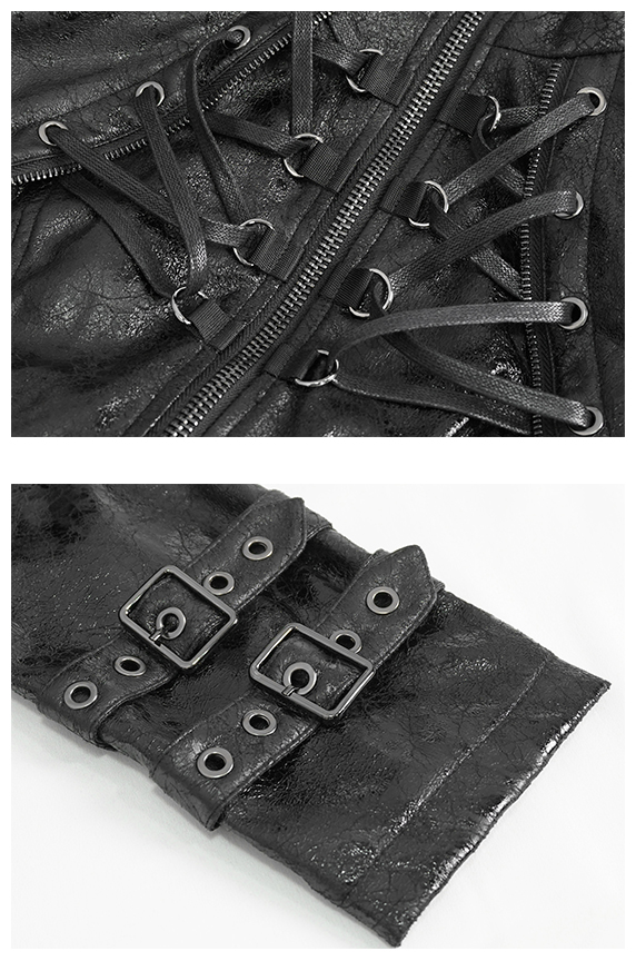 Veste cintrée en cuir végan à laçages Veste cintrée en cuir végan à laçages