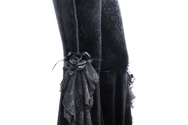 Pantalon évasé en velours jacquard et dentelle Pantalon évasé en velours jacquard et dentelle