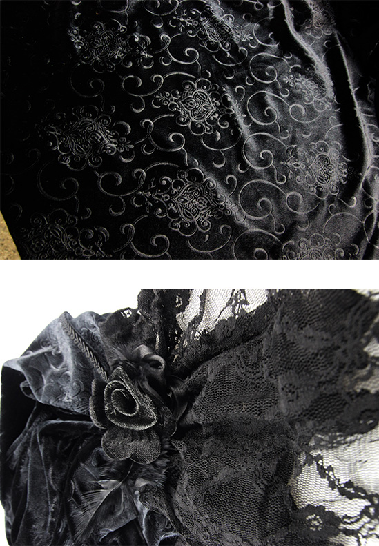 Pantalon évasé en velours jacquard et dentelle Pantalon évasé en velours jacquard et dentelle