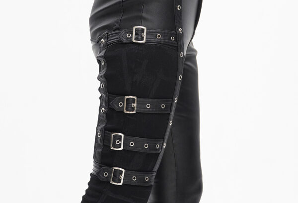 Pantalon en faux cuir et jeans à effet jarretière