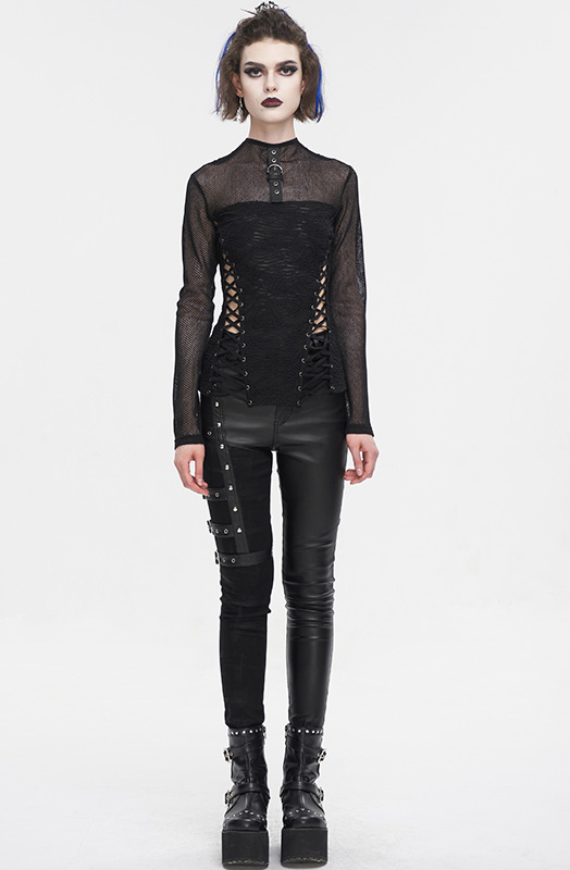 Pantalon en faux cuir et jeans à effet jarretière